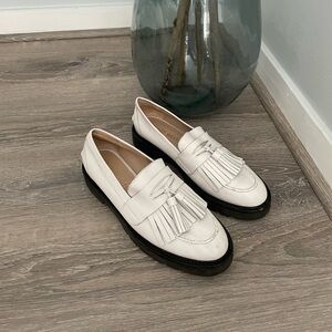 Stuart Weitzman white loafers
